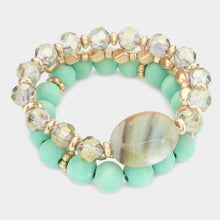 Load image into Gallery viewer, Gold 3PCS  Natural Stone Accented Multi Layered Bracelets
