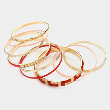 Load image into Gallery viewer, Peach 9PCS  Crystal Enamel Geometric Multi Layered Bracelets
