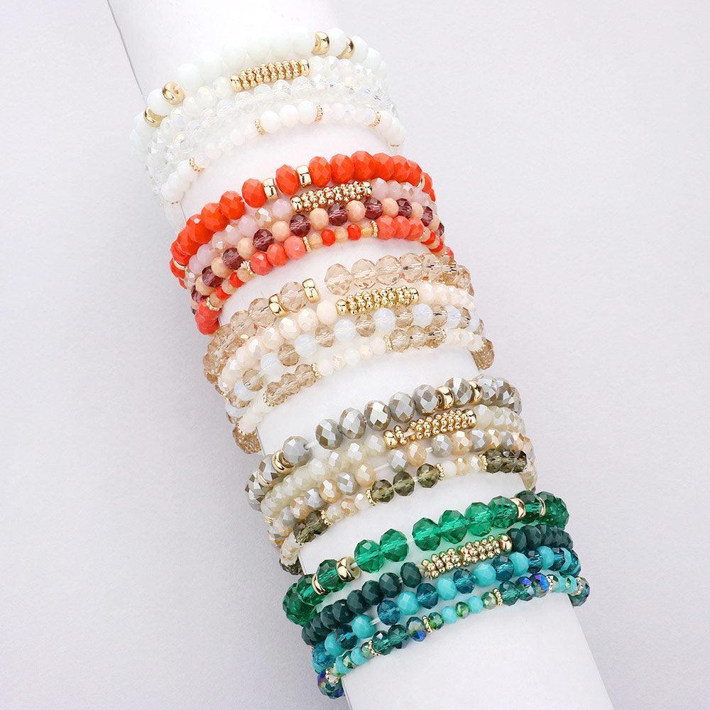 Coral 4PCS - Faceted Beaded Stretch Bracelets - Jewelry Store by Erik Rayo