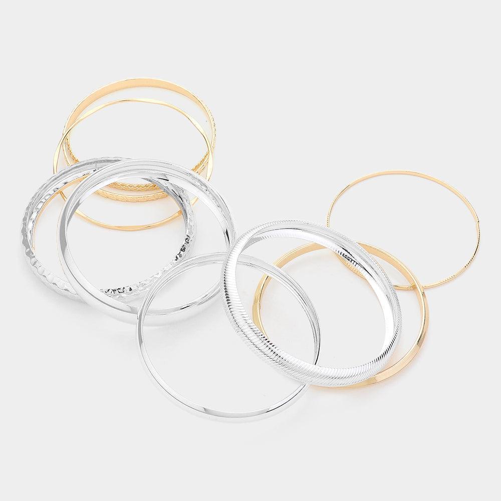 Silver 10PCS Metal Multi Layered Bangle Bracelets - Jewelry Store by Erik Rayo