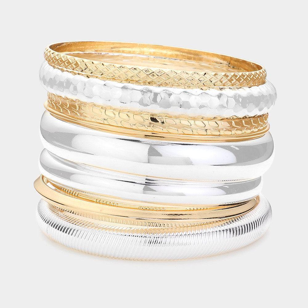 Silver 10PCS Metal Multi Layered Bangle Bracelets - Jewelry Store by Erik Rayo