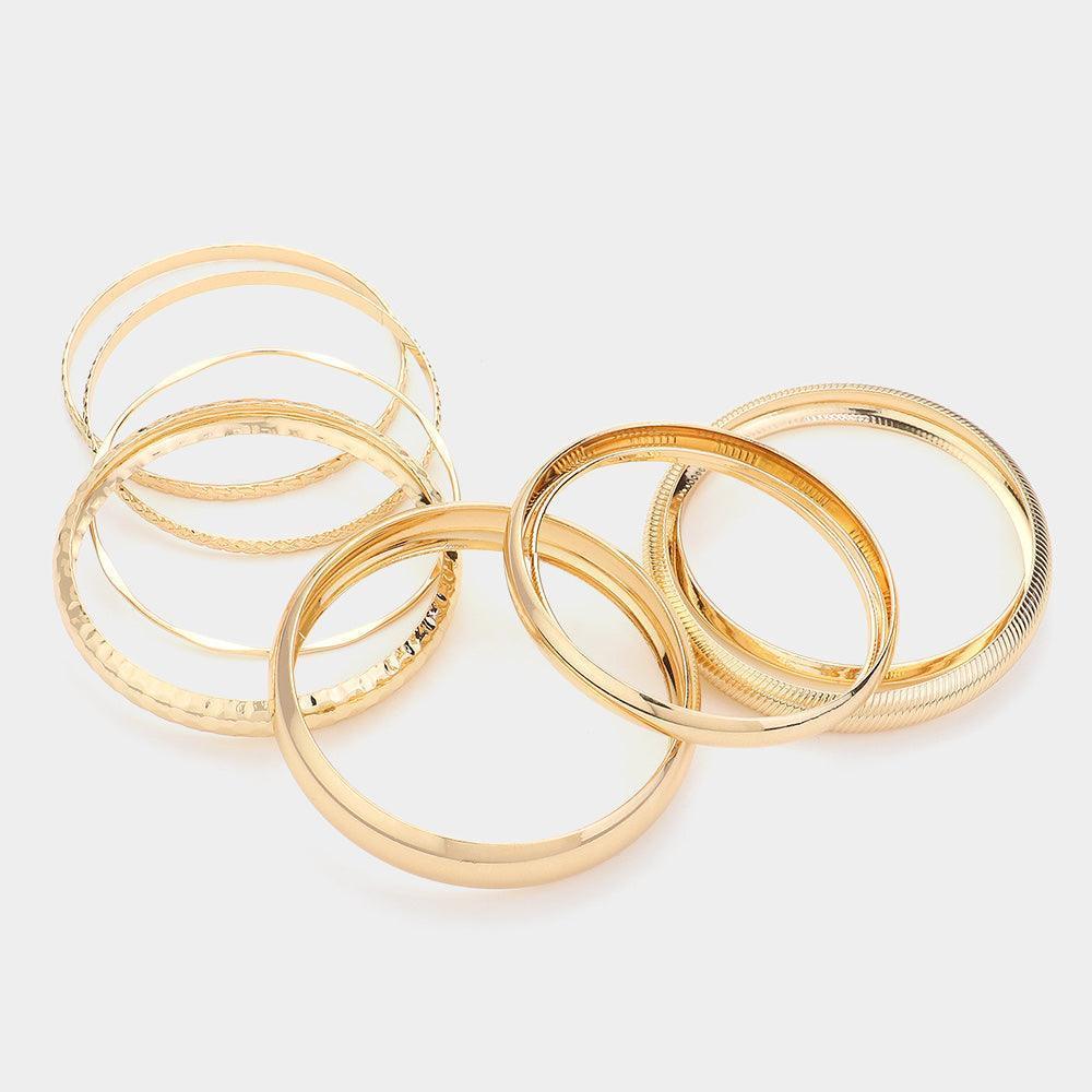 Gold 10PCS Metal Multi Layered Bangle Bracelets - Jewelry Store by Erik Rayo