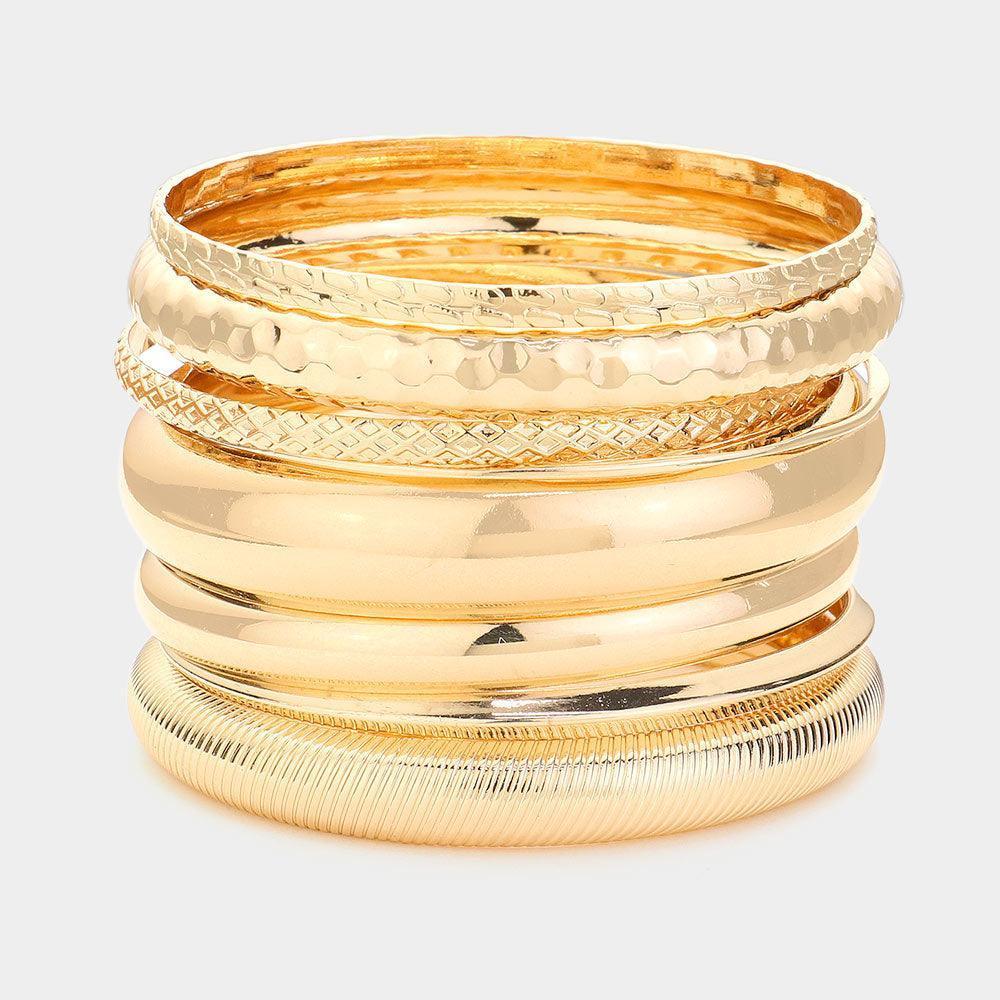 Gold 10PCS Metal Multi Layered Bangle Bracelets - Jewelry Store by Erik Rayo