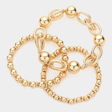 Load image into Gallery viewer, Gold 3PCS  Metal Ball Stretch Multi Layered Bracelets
