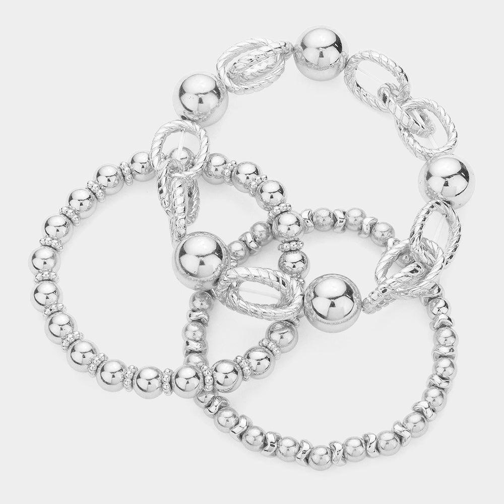 3PCS - Metal Ball Stretch Multi Layered Bracelets - Jewelry Store by Erik Rayo
