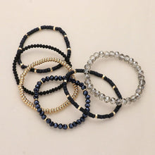 Load image into Gallery viewer, Black 6PCS  Faceted Beaded Wood Stretch Multi Layered Bracelets
