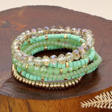 Load image into Gallery viewer, Gold 6PCS - Faceted Beaded Wood Stretch Multi Layered Bracelets
