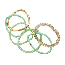 Load image into Gallery viewer, Gold 6PCS - Faceted Beaded Wood Stretch Multi Layered Bracelets
