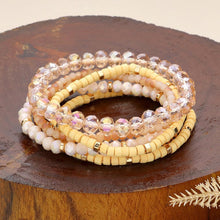 Load image into Gallery viewer, Gold 6PCS - Faceted Beaded Wood Stretch Multi Layered Bracelets
