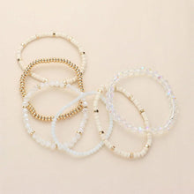 Load image into Gallery viewer, White 6PCS - Faceted Beaded Wood Stretch Multi Layered Bracelets
