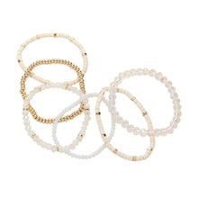 Load image into Gallery viewer, White 6PCS - Faceted Beaded Wood Stretch Multi Layered Bracelets
