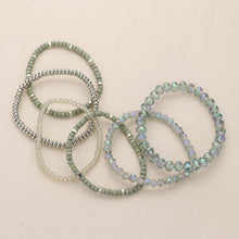 Load image into Gallery viewer, Silver 6PCS  Faceted Beaded Wood Stretch Multi Layered Bracelets
