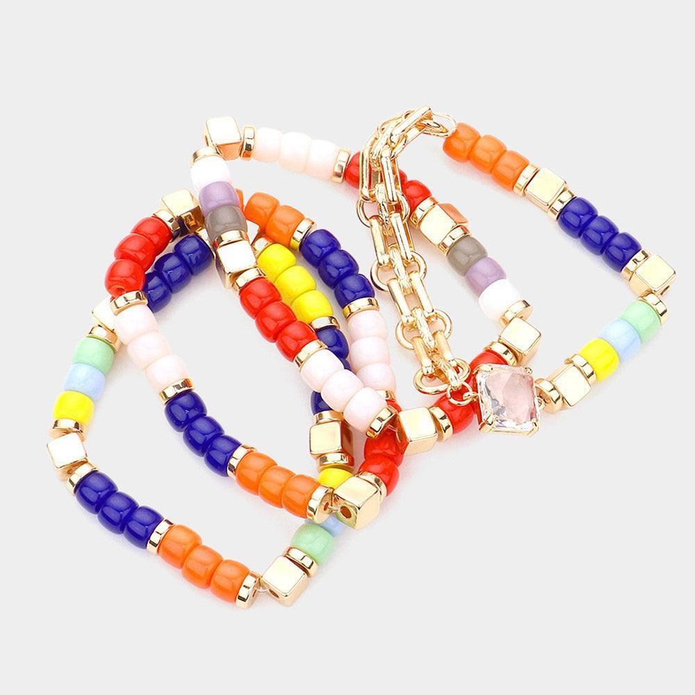 4PCS - Cube Resin Beaded Stretch Bracelets - Jewelry Store by Erik Rayo