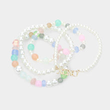 Load image into Gallery viewer, 4PCS - XOXO Message Accented Pearl Beaded Stretch Bracelets
