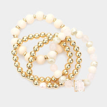 Load image into Gallery viewer, 4PCS - Stone Wood Metal Ball Beaded Stretch Bracelets
