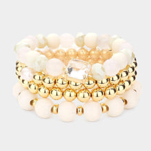 Load image into Gallery viewer, 4PCS - Stone Wood Metal Ball Beaded Stretch Bracelets

