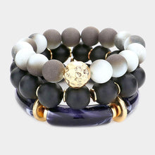 Load image into Gallery viewer, Black 3PCS  Natural Stone Beaded Multi Layered Bracelet
