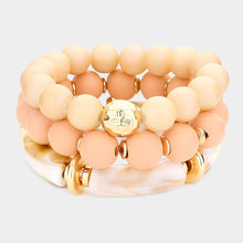 Load image into Gallery viewer, Peach 3PCS - Natural Stone Beaded Multi Layered Bracelet
