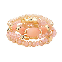 Load image into Gallery viewer, Gold 4PCS - Natural Stone Pointed Faceted Beads Metal Ball Beaded Stretch Multi Layered Bracelets
