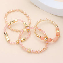 Load image into Gallery viewer, Gold 4PCS - Natural Stone Pointed Faceted Beads Metal Ball Beaded Stretch Multi Layered Bracelets
