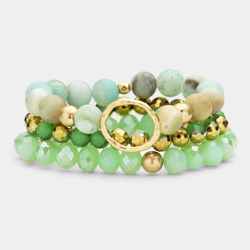 3PCS Natural Stone Faceted Beaded Stretch Bracelets - Jewelry Store by Erik Rayo