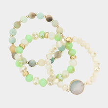 Load image into Gallery viewer, Gold 3PCS  Natural Stone Accented Faceted Beads Stretch Multi Layered Bracelets
