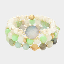 Load image into Gallery viewer, Gold 3PCS  Natural Stone Accented Faceted Beads Stretch Multi Layered Bracelets
