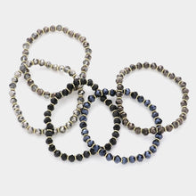 Load image into Gallery viewer, Black 5PCS  Faceted Beaded Stretch Multi Layered Bracelets
