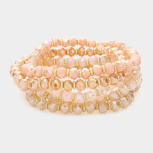 Load image into Gallery viewer, Brown 5PCS - Faceted Beaded Stretch Multi Layered Bracelets
