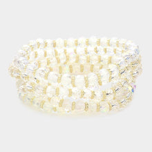 Load image into Gallery viewer, Cream 5PCS - Faceted Beaded Stretch Multi Layered Bracelets
