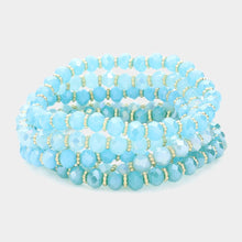 Load image into Gallery viewer, Turquoise 5PCS - Faceted Beaded Stretch Multi Layered Bracelets
