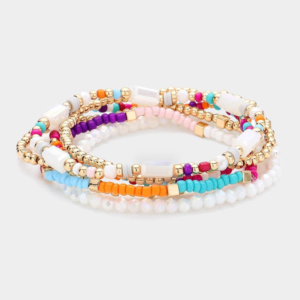 6PCS - Multi Beaded Stretch Layered Bracelets - Jewelry Store by Erik Rayo