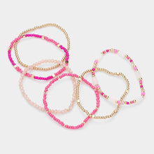 Load image into Gallery viewer, Pink 6PCS - Multi Beaded Stretch Layered Bracelets
