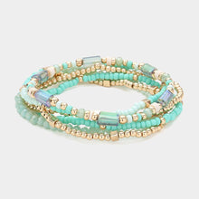 Load image into Gallery viewer, Turquoise 6PCS - Multi Beaded Stretch Layered Bracelets
