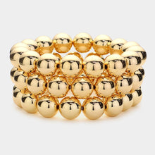 Load image into Gallery viewer, Gold 3PCS  Chunky Metal Ball Multi Layered Stretch Bracelets
