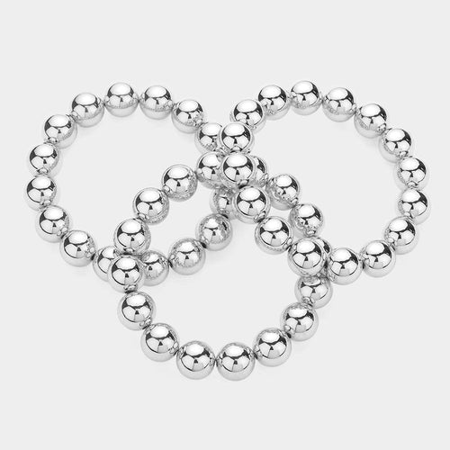 3PCS - Chunky Metal Ball Multi Layered Stretch Bracelets - Jewelry Store by Erik Rayo