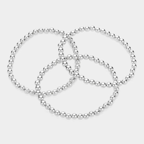 3PCS - Metal Ball Multi Layered Stretch Bracelets - Jewelry Store by Erik Rayo