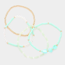 Load image into Gallery viewer, Mint 4PCS - Heart Pearl Heishi Beaded Stretch Bracelets
