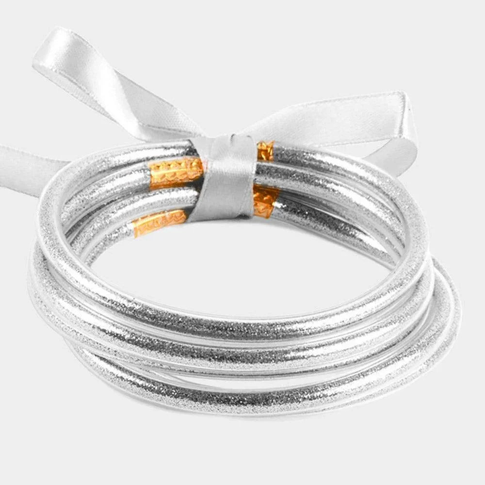 Silver 5PCS Glitter Jelly Tube Bangle Bracelets - Jewelry Store by Erik Rayo