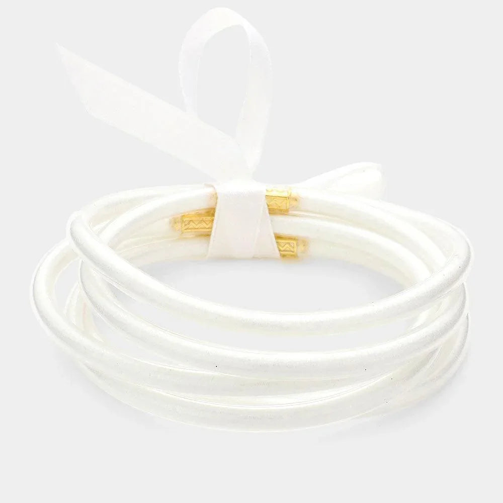 White 5PCS - Glitter Jelly Tube Bangle Bracelets - Jewelry Store by Erik Rayo