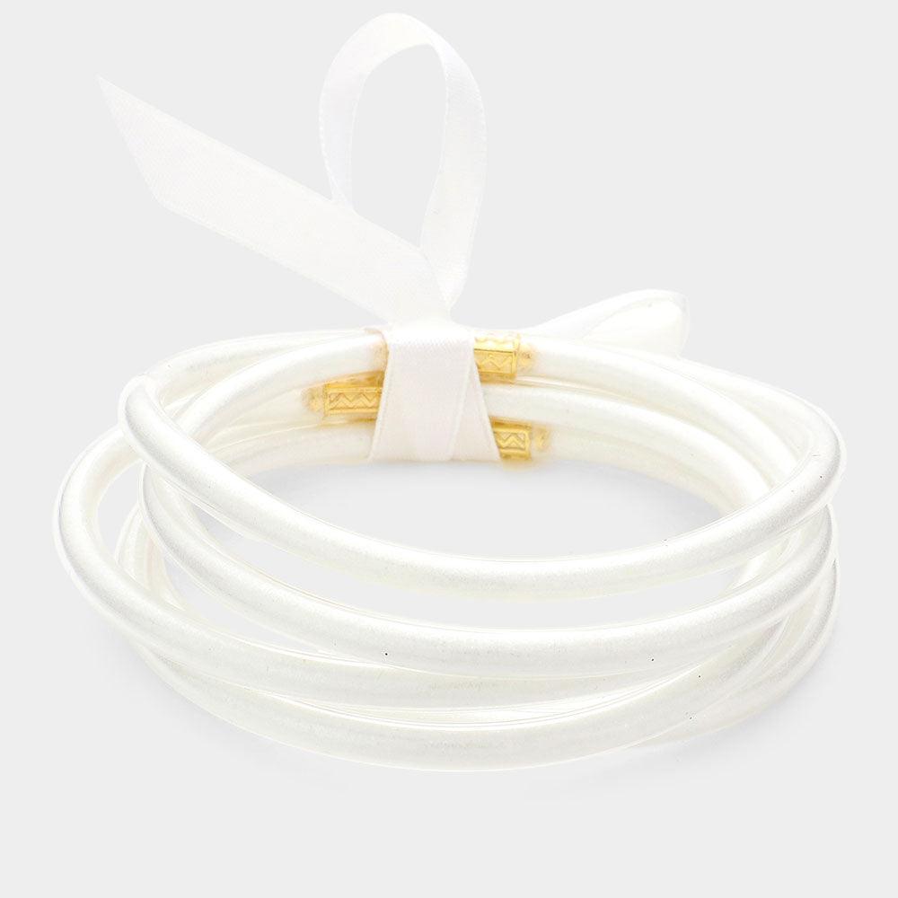 White 5PCS - Glitter Jelly Tube Bangle Bracelets