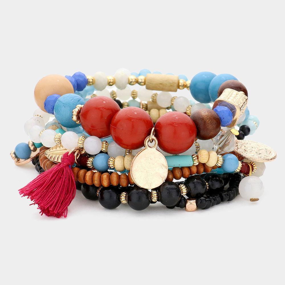 10PCS - Strand Bead Tassel Layered Bracelet - Jewelry Store by Erik Rayo