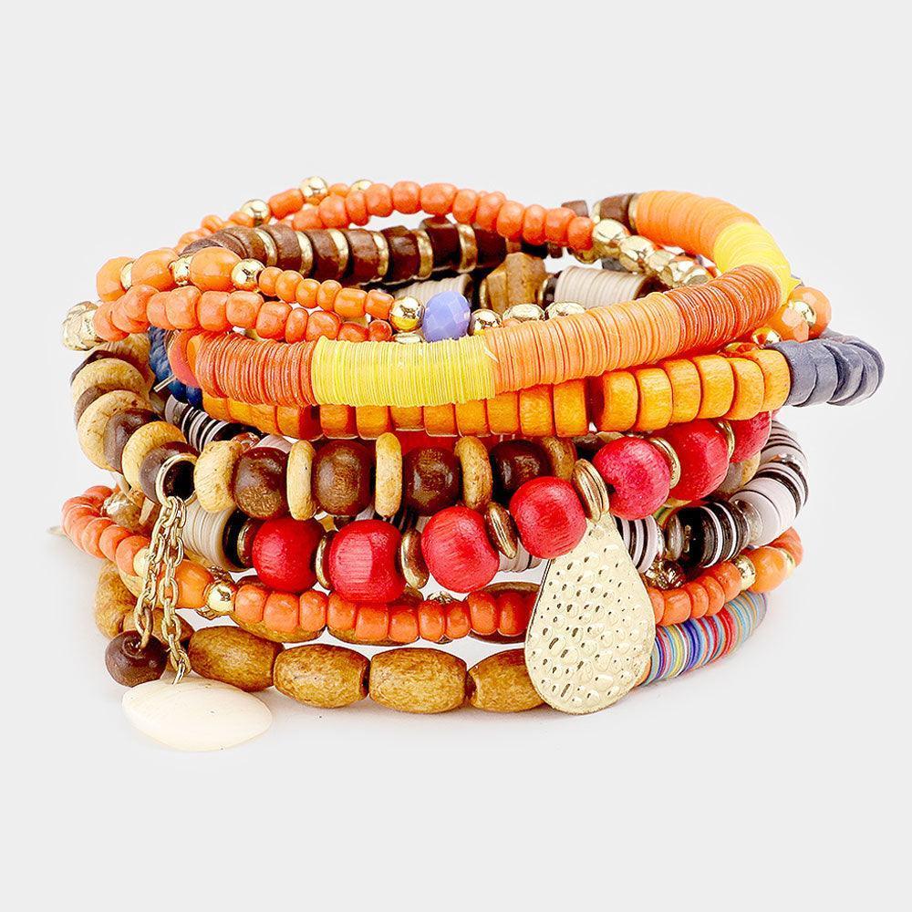 10PCS Boho Wood Multi Beaded Stretch Bracelets - Jewelry Store by Erik Rayo