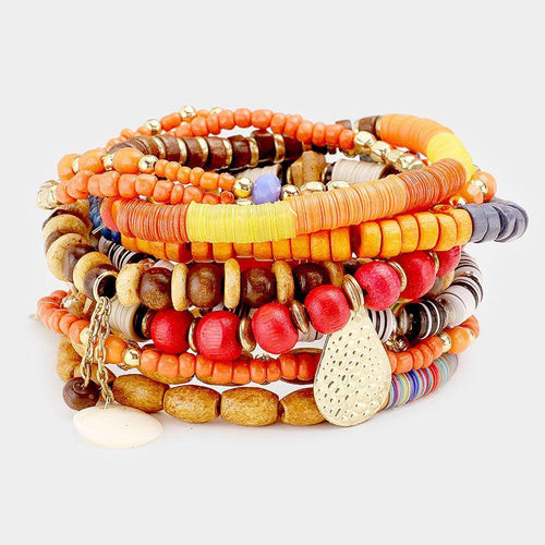 10PCS Boho Wood Multi Beaded Stretch Bracelets - Jewelry Store by Erik Rayo