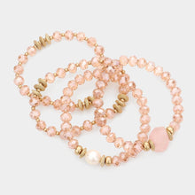 Load image into Gallery viewer, Beige 4PCS - Pearl Accented Faceted Beads Stretch Bracelets
