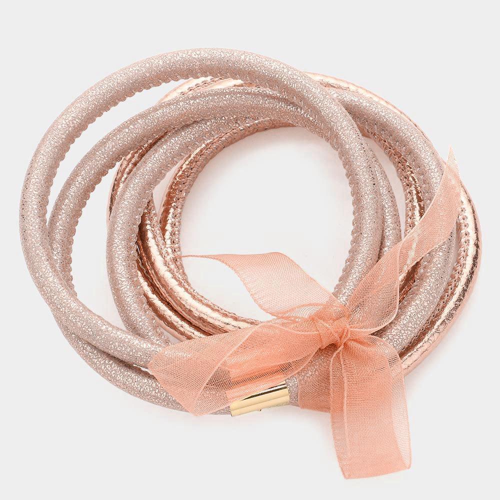 Rose Gold 6PCS Faux Leather Tube Bangle Bracelets - Jewelry Store by Erik Rayo