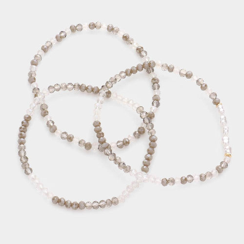 3PCS - Pearl Faceted Beaded Stretch Bracelets - Jewelry Store by Erik Rayo