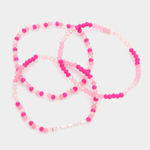 Load image into Gallery viewer, Pink 3PCS - Pearl Faceted Beaded Stretch Bracelets
