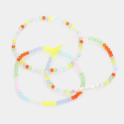 3PCS - Pearl Faceted Beaded Stretch Bracelets - Jewelry Store by Erik Rayo