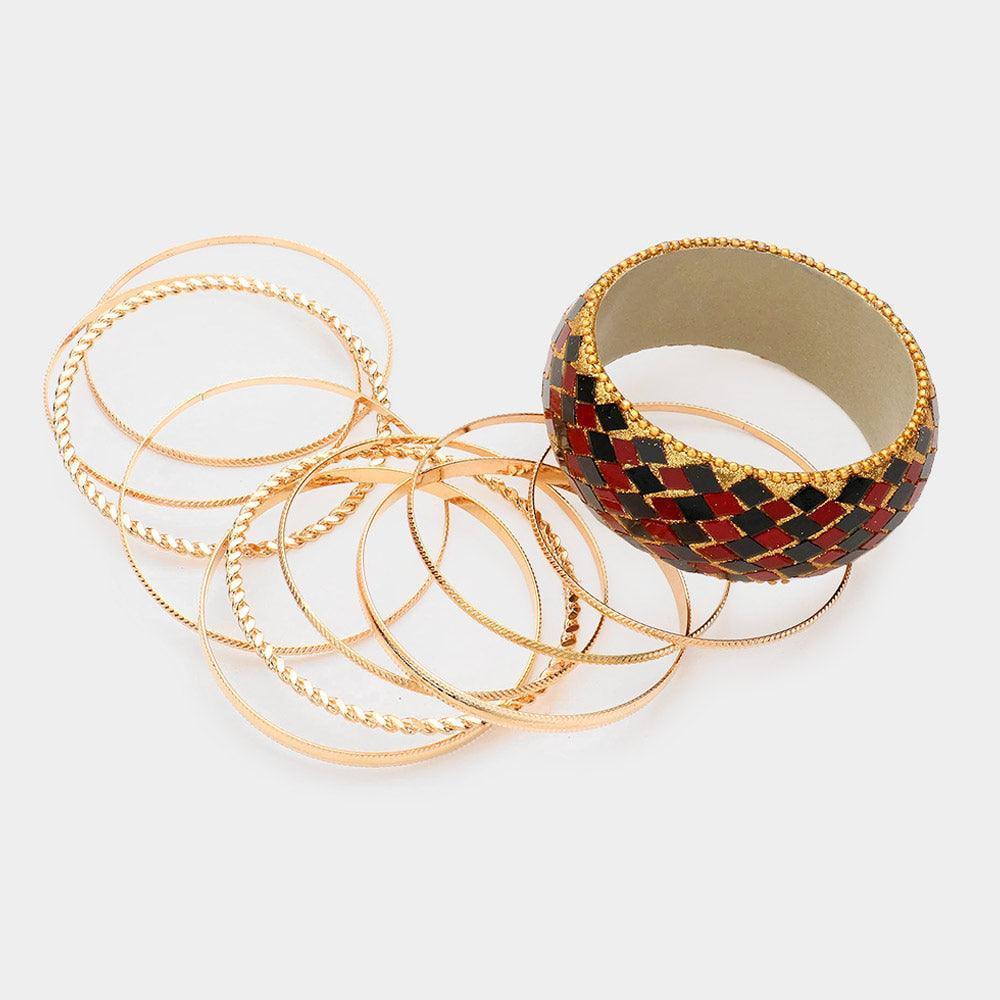 Red 11PCS - Multi Layered Bangle Bracelets - Jewelry Store by Erik Rayo